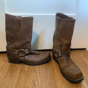 Brown Leather Harness Square Toe Men’s Boot